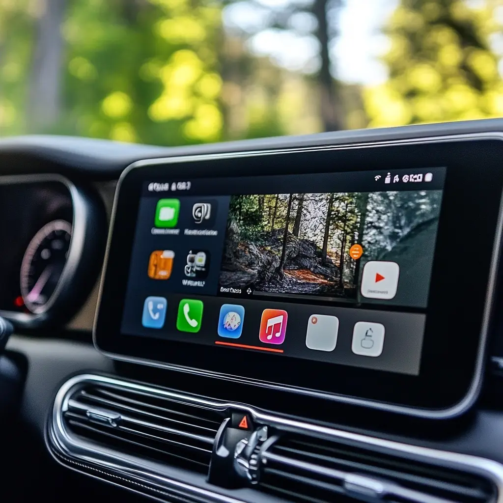 Apple CarPlay displayed in a modern car dashboard display