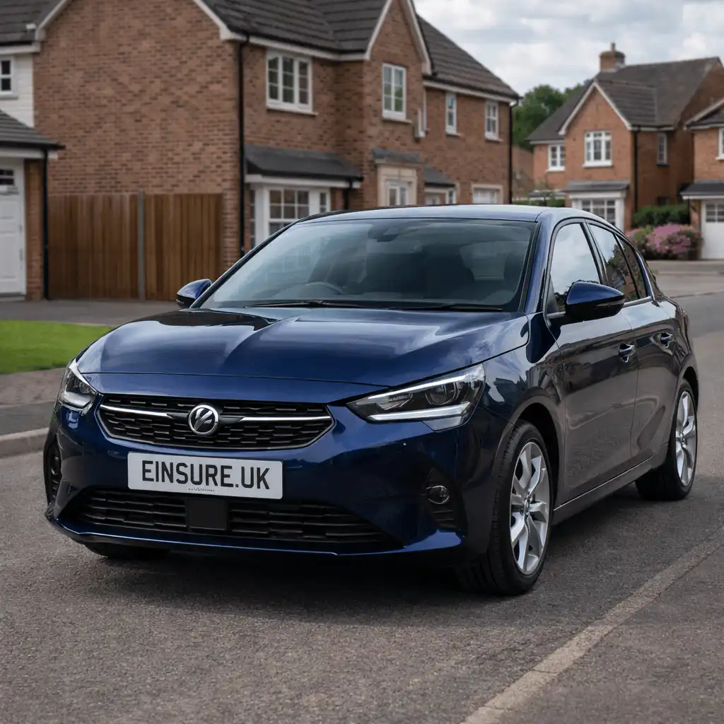 Blue Vauxhall Corsa parked on a housing estate oin Mapperley