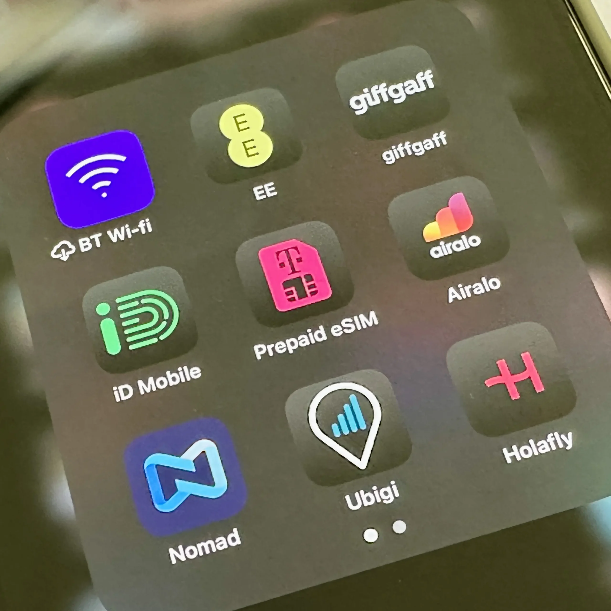 iPhone screen showing eSim apps