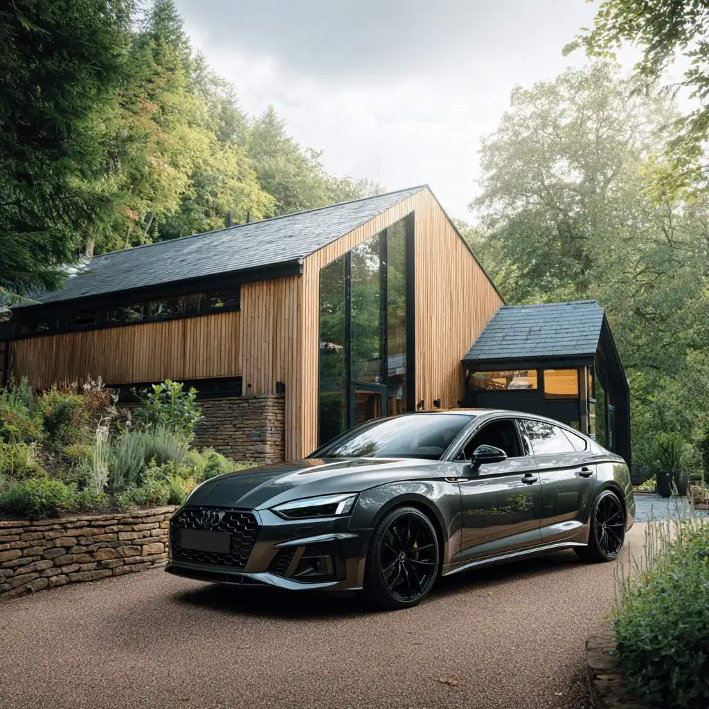 Audi parked outside a house