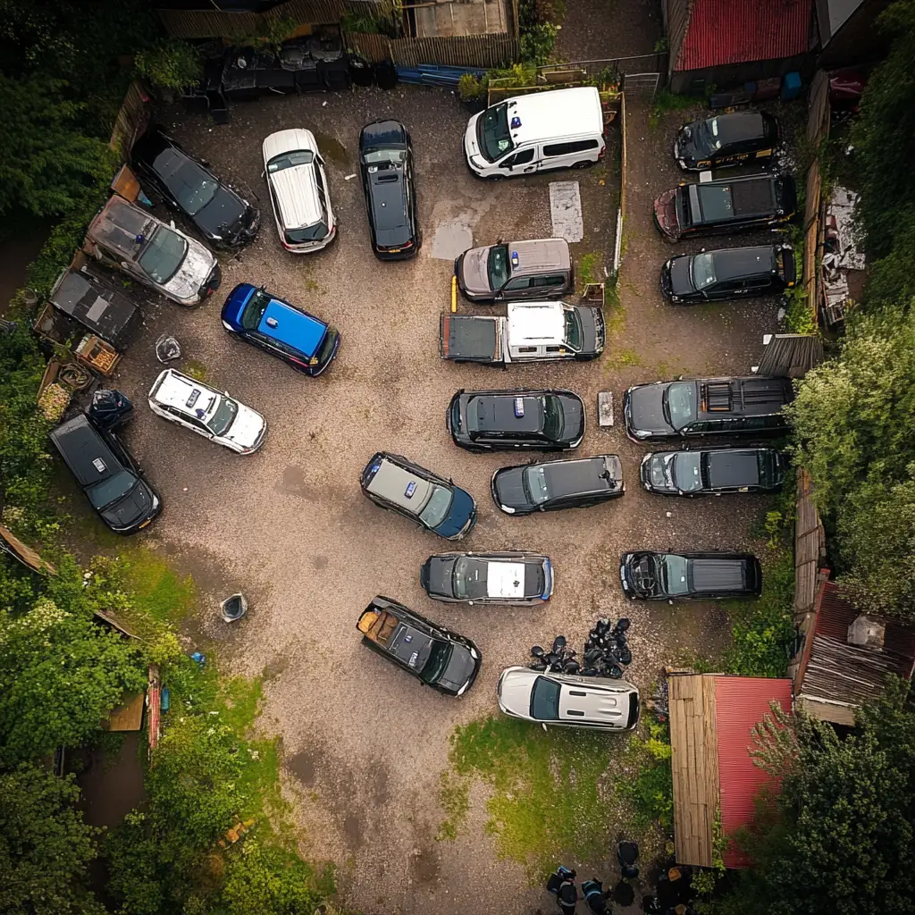 Drone shot of a Police Compound in the UK