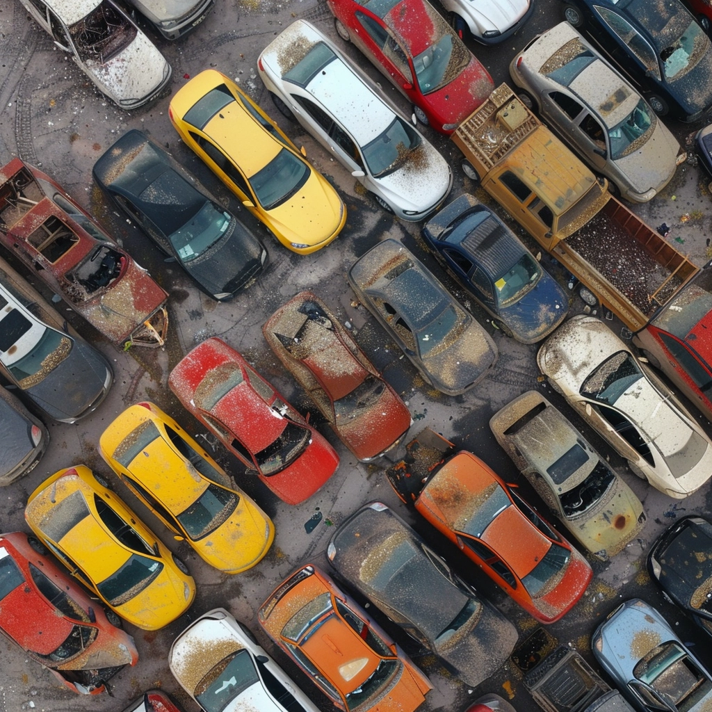 Cars in a vehicle compound